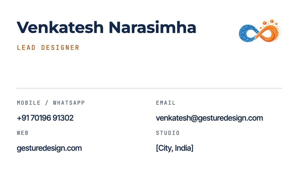 Gesture Design visiting card, back